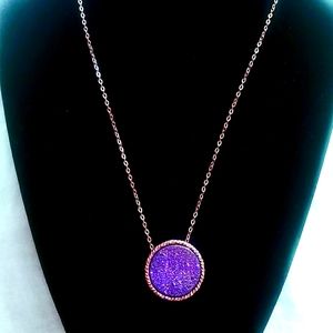 14 Kt Gold Purple Druzy Necklace